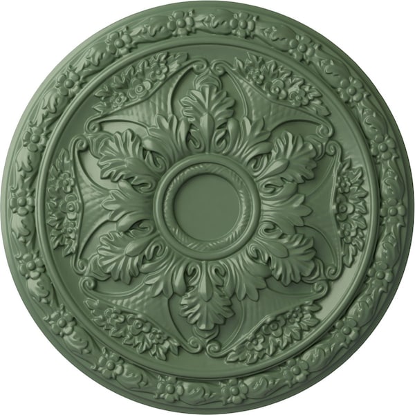 Ekena Millwork Baile Ceiling Medallion (Fits Canopies up to 3 1/4"), Hand-Painted Athenian Green, 20"OD x 1 5/8"P CM20BLAGF - main